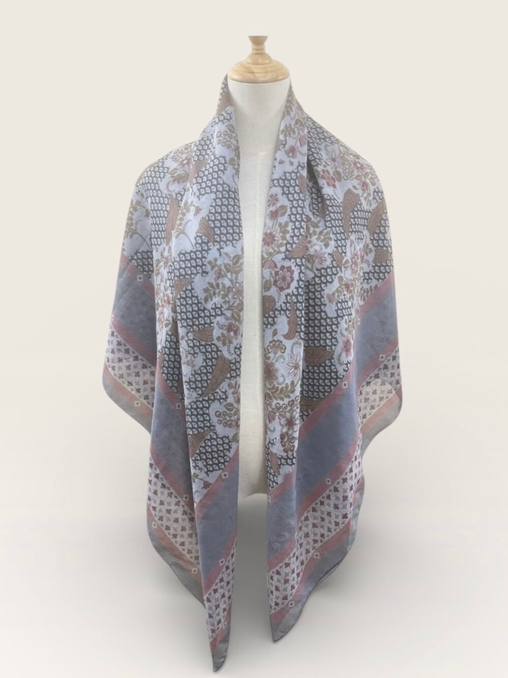 Large Square Floral Print Scarf/Shawl, 55” Square